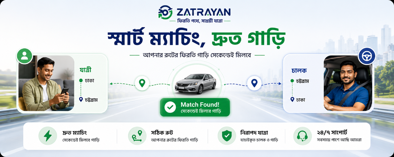 Zatrayan — আপনার রুটে ফিরতি গাড়ি আছে